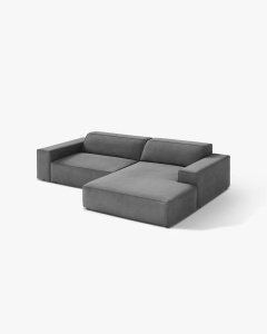 COLTAR PE DREAPTA, CU 3 LOCURI JODIE, 224X162 CM, ADANCIME SCAUN 62 CM, GRI, TAPITAT CU TAPITERIE DIN TEXTIL CATIFEA VENUS, MICADONI - Img 2