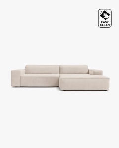 COLTAR PE DREAPTA, CU 3 LOCURI JODIE, 224X162 CM, ADANCIME SCAUN 62 CM, BEJ DESCHIS, TAPITAT CU TAPITERIE DIN TEXTIL CATIFEA VENUS, MICADONI