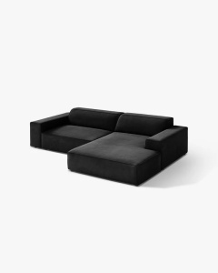 COLTAR PE DREAPTA, CU 3 LOCURI JODIE, 224X162 CM, ADANCIME SCAUN 62 CM, NEGRU,, TAPITAT CU TAPITERIE DIN TEXTIL CATIFEA VENUS, MICADONI - Img 2