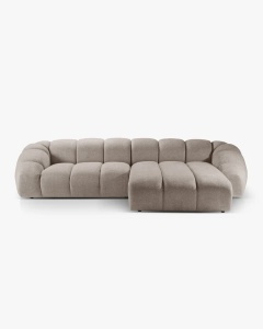 COLTAR PE DREAPTA DIANA, BEJ INCHIS, 334X182 CM, TAPITAT CU TAPITERIE DIN TEXTIL STRUCTURAT BUBBLE, MICADONI