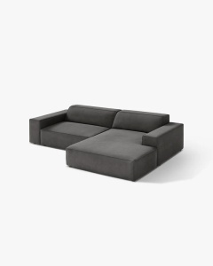 COLTAR PE DREAPTA JODIE, CU 3 LOCURI, 224X162 CM, ADANCIME SCAUN 62 CM, GRI, TAPITAT CU TAPITERIE DIN TEXTIL CATIFEA BLUVEL MICADONI - Img 2