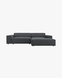 COLTAR PE DREAPTA JODIE, CU 3 LOCURI, 224X162 CM, ADANCIME SCAUN 62 CM, GRI INCHIS, TAPITAT CU TAPITERIE DIN TEXTIL STRUCTURAT MEGAN, MICADONI