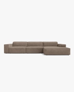 COLTAR PE DREAPTA JODIE, CU 4 LOCURI, 284X162 CM, ADANCIME SCAUN 62 CM, CAPPUCCINO, TAPITAT CU TAPITERIE DIN TEXTIL STRUCTURAT LIBERTY, MICADONI