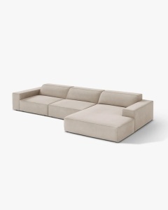 COLTAR PE DREAPTA JODIE, CU 4 LOCURI, 284X162 CM, ADANCIME SCAUN 62 CM, BEJ INCHIS, TAPITAT CU TAPITERIE DIN TEXTIL CATIFEA BLUVEL, MICADONI - Img 2
