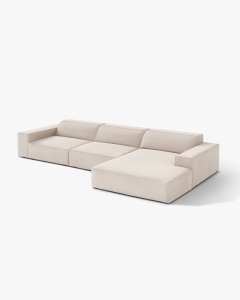 COLTAR PE DREAPTA JODIE, CU 4 LOCURI, 284X162 CM, ADANCIME SCAUN 62 CM, BEJ DESCHIS, TAPITAT CU TAPITERIE DIN TEXTIL CATIFEA VENUS, MICADONI - Img 2