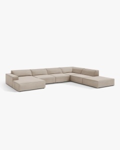 COLTAR PE DREAPTA JODIE, CU 7 LOCURI, 361X258 CM, ADANCIME SCAUN 62 CM, BEJ INCHIS, TAPITAT CU TAPITERIE DIN TEXTIL CATIFEA VENUS, MICADONI - Img 2