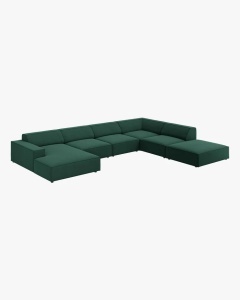COLTAR PE DREAPTA JODIE, CU 7 LOCURI, 361X258 CM, ADANCIME SCAUN 62 CM, VERDE, TAPITAT CU TAPITERIE DIN TEXTIL STRUCTURAT MEGAN, MICADONI - Img 2
