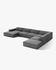 COLTAR PE DREAPTA JODIE, CU 7 LOCURI, 361X258 CM, ADANCIME SCAUN 62 CM, GRI, TAPITAT CU TAPITERIE DIN TEXTIL CATIFEA VENUS, MICADONI - Img 3