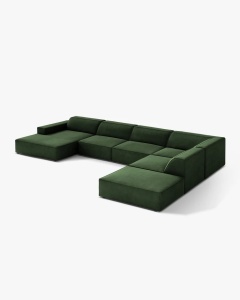 COLTAR PE DREAPTA JODIE, CU 7 LOCURI, 361X258 CM, ADANCIME SCAUN 62 CM, VERDE SMARALD, TAPITAT CU TAPITERIE DIN TEXTIL CATIFEA VENUS, MICADONI - Img 3
