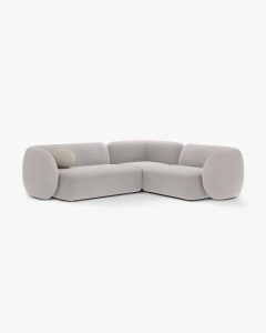 COLTAR PE DREAPTA, KATE, GRI DESCHIS, 252X220 CM, TAPITAT CU TAPITERIE DIN TEXTIL CATIFEA SALVADOR, MICADONI