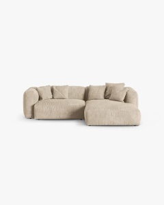 COLTAR PE DREAPTA MARTINA, 180X176 CM, ADANCIME SCAUN 90 CM, BEJ DESCHIS, TAPITAT CU TAPITERIE DIN TEXTIL CATIFEA VOGUE, MICADONI