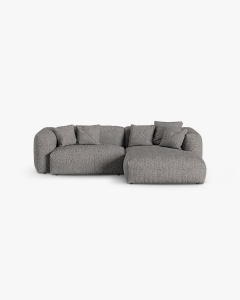 COLTAR PE DREAPTA MARTINA, 180X176 CM, ADANCIME SCAUN 90 CM, GRI GRAFIT, TAPITAT CU TAPITERIE DIN TEXTIL BOUCLE MONET, MICADONI
