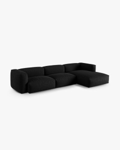COLTAR PE DREAPTA MARTINA, 330X176 CM, ADANCIME SCAUN 90 CM, NEGRU, TAPITAT CU TAPITERIE DIN TEXTIL STRUCTURAT BOSTON, MICADONI - Img 2