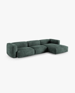 COLTAR PE DREAPTA MARTINA, 330X176 CM, ADANCIME SCAUN 90 CM, VERDE MUSCHI, TAPITAT CU TAPITERIE DIN TEXTIL CATIFEA VOGUE, MICADONI - Img 2
