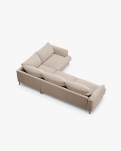 COLTAR PE DREAPTA, NAOMI, BEJ, 280X195 CM, TAPITAT CU TAPITERIE DIN TEXTIL CATIFEA SALVADOR, MICADONI - Img 2