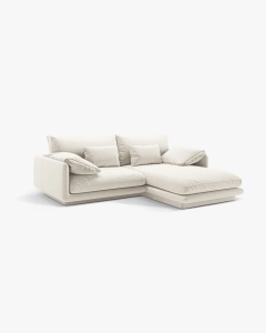 COLTAR PE DREAPTA, TORINO, 220X170, BEJ DESCHIS, CU TAPITERIE DIN TEXTIL STRUCTURAT WIND, MICADONI