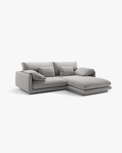 COLTAR PE DREAPTA, TORINO, 220X170, GRI DESCHIS, CU TAPITERIE DIN TEXTIL STRUCTURAT WIND, MICADONI