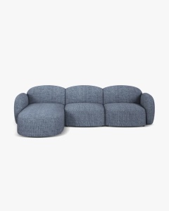 COLTAR PE STANGA, BLAIR, 274X 95, MELANJ ALBASTRU, CU TAPITERIE DIN TEXTIL STRUCTURAT BALTIMORE, MICADONI