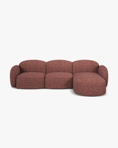 COLTAR PE STANGA, BLAIR, 274X 95, ROSU, CU TAPITERIE DIN TEXTIL STRUCTURAT BALTIMORE, MICADONI