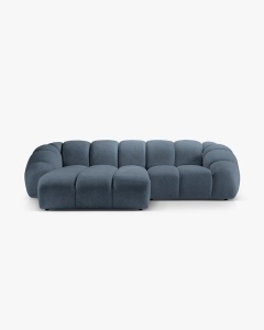 COLTAR PE STANGA DIANA, BLUE JEANS, 294X182 CM, TAPITAT CU TAPITERIE DIN TEXTIL STRUCTURAT BUBBLE MICADONI - Img 2
