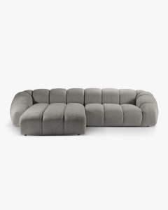 COLTAR PE STANGA DIANA, GRI DESCHIS, 334X182 CM, TAPITAT CU TAPITERIE DIN TEXTIL STRUCTURAT BUBBLE, MICADONI
