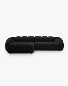 COLTAR PE STANGA DIANA, NEGRU, 334X182 CM, TAPITAT CU TAPITERIE DIN TEXTIL CATIFEA SALVADORE, MICADONI