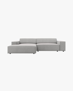 COLTAR PE STANGA JODIE, CU 3 LOCURI, 224X162 CM, ADANCIME SCAUN 62 CM, GRI DESCHIS, TAPITAT CU TAPITERIE DIN TEXTIL STRUCTURAT MEGAN, MICADONI