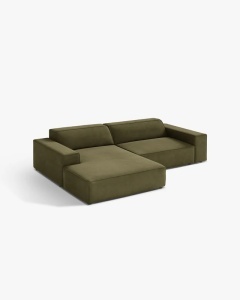 COLTAR PE STANGA JODIE, CU 3 LOCURI, 224X162 CM, ADANCIME SCAUN 62 CM, VERDE, TAPITAT CU TAPITERIE DIN TEXTIL CATIFEA BLUVEL MICADONI - Img 2