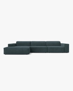COLTAR PE STANGA JODIE, CU 4 LOCURI, 284X162 CM, ADANCIME SCAUN 62 CM, PETROL INCHIS, TAPITAT CU TAPITERIE DIN TEXTIL STRUCTURAT LIBERTY, MICADONI