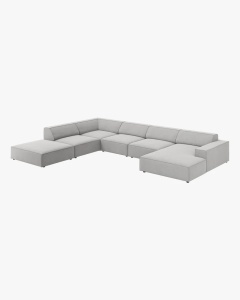 COLTAR PE STANGA JODIE, CU 7 LOCURI, 361X258 CM, ADANCIME SCAUN 62 CM, GRI DESCHIS, TAPITAT CU TAPITERIE DIN TEXTIL STRUCTURAT MEGAN, MICADONI - Img 2