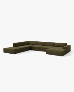 COLTAR PE STANGA JODIE, CU 7 LOCURI, 361X258 CM, ADANCIME SCAUN 62 CM, VERDE, TAPITAT CU TAPITERIE DIN TEXTIL CATIFEA VENUS, MICADONI - Img 2