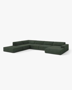 COLTAR PE STANGA JODIE, CU 7 LOCURI, 361X258 CM, ADANCIME SCAUN 62 CM, VERDE MUSCHI, TAPITAT CU TAPITERIE DIN TEXTIL STRUCTURAT LIBERTY, MICADONI - Img 2