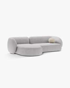 COLTAR PE STANGA KATE, GRI DESCHIS, 285X176 CM, TAPITAT CU TAPITERIE DIN TEXTIL BOUCLE BALOO, MICADONI