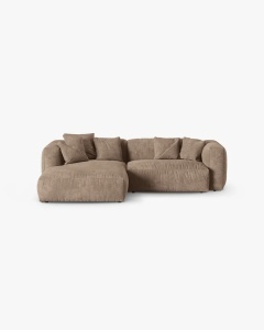 COLTAR PE STANGA MARTINA, 180X176 CM, ADANCIME SCAUN 90 CM, BEJ INCHIS, TAPITAT CU TAPITERIE DIN TEXTIL CATIFEA VOGUE, MICADONI