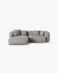 COLTAR PE STANGA MARTINA, 180X176 CM, ADANCIME SCAUN 90 CM, GRI DESCHIS, TAPITAT CU TAPITERIE DIN TEXTIL STRUCTURAT BOSTON, MICADONI