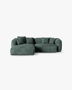 COLTAR PE STANGA MARTINA, 180X176 CM, ADANCIME SCAUN 90 CM, VERDE MUSCHI, TAPITAT CU TAPITERIE DIN TEXTIL CATIFEA VOGUE, MICADONI
