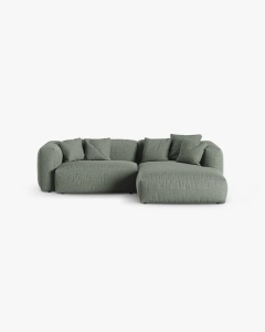 COLTAR PE STANGA MARTINA, 180X176 CM, ADANCIME SCAUN 90 CM, VERDE MUSCHI, TAPITAT CU TAPITERIE DIN TEXTIL STRUCTURAT BOSTON, MICADONI