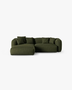COLTAR PE STANGA MARTINA, 180X176 CM, ADANCIME SCAUN 90 CM, VERDE, TAPITAT CU TAPITERIE DIN TEXTIL STRUCTURAT BOSTON, MICADONI