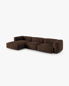 COLTAR PE STANGA MARTINA, 330X176 CM, ADANCIME SCAUN 90 CM, CIOCOLATIU, TAPITAT CU TAPITERIE DIN TEXTIL CATIFEA VOGUE, MICADONI - Img 2