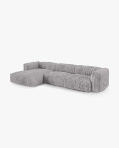 COLTAR PE STANGA MARTINA, 330X176 CM, ADANCIME SCAUN 90 CM, GRI DESCHIS, TAPITAT CU TAPITERIE DIN TEXTIL CORDOI TILIA, MICADONI - Img 2
