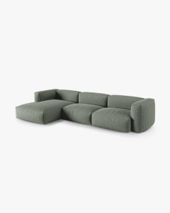 COLTAR PE STANGA MARTINA, 330X176 CM, ADANCIME SCAUN 90 CM, VERDE MUSCHI, TAPITAT CU TAPITERIE DIN TEXTIL STRUCTURAT BOSTON, MICADONI - Img 2