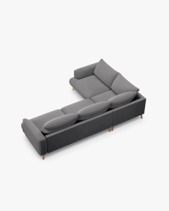 COLTAR PE STANGA, NAOMI, GRI, 280X195 CM, TAPITAT CU TAPITERIE DIN TEXTIL CATIFEA SALVADOR, MICADONI - Img 2