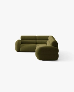 COLTAR PE STANGA NEO, VERDE MASLINIU INCHIS, 295X210 CM, TAPITAT CU TAPITERIE DIN TEXTIL BOUCLE BALOO, MICADONI - Img 3