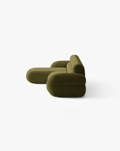 COLTAR PE STANGA, NEO, VERDE MASLINIU INCHIS, 305X165 CM, TAPITAT CU TAPITERIE DIN TEXTIL BOUCLE BALOO, MICADONI - Img 2