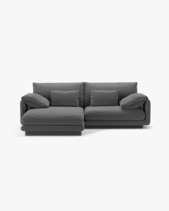 COLTAR PE STANGA, TORINO, 220X170, GRI INCHIS, CU TAPITERIE DIN TEXTIL STRUCTURAT WIND, MICADONI
