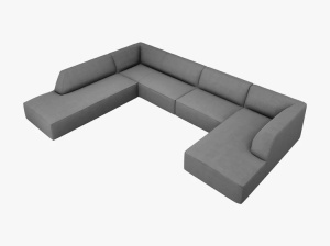COLTAR RUBY, CU 7 LOCURI, GRI, CU TAPITERIE DIN TEXTIL STRUCTURAT OTTAWA, MICADONI - Img 3