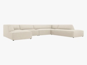 COLTAR RUBY, CU 7 LOCURI, PE DREAPTA, BEJ DESCHIS, CU TAPITERIE DIN CATIFEA REIATA MATA, MICADONI - Img 3