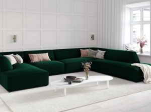 COLTAR RUBY, CU 7 LOCURI, PE DREAPTA, VERDE SMARALD, CU TAPITERIE DIN CATIFEA SALVADOR, MICADONI
