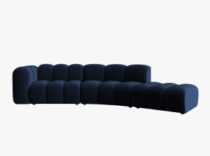 COLTAR SEMIROTUND LUPIN, DREAPTA, 5 LOCURI, 335 CM, ALBASTRU ROYAL 5, TAPITERIE DIN CATIFEA, DESIGN DEOSEBIT