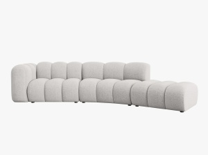 COLTAR SEMIROTUND LUPIN, DREAPTA, 5 LOCURI, 335 CM, GRI DESCHIS 2085, TAPITERIE BOUCLE, DESIGN DEOSEBIT